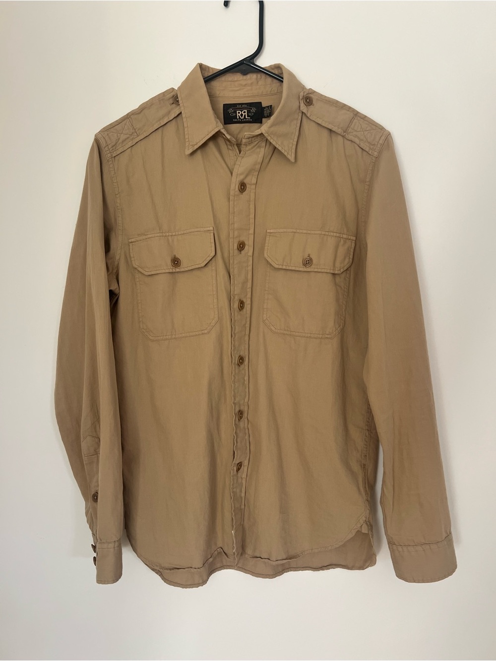Ralph Lauren Double RL Men's Khaki Button-Front Shirt Jacket